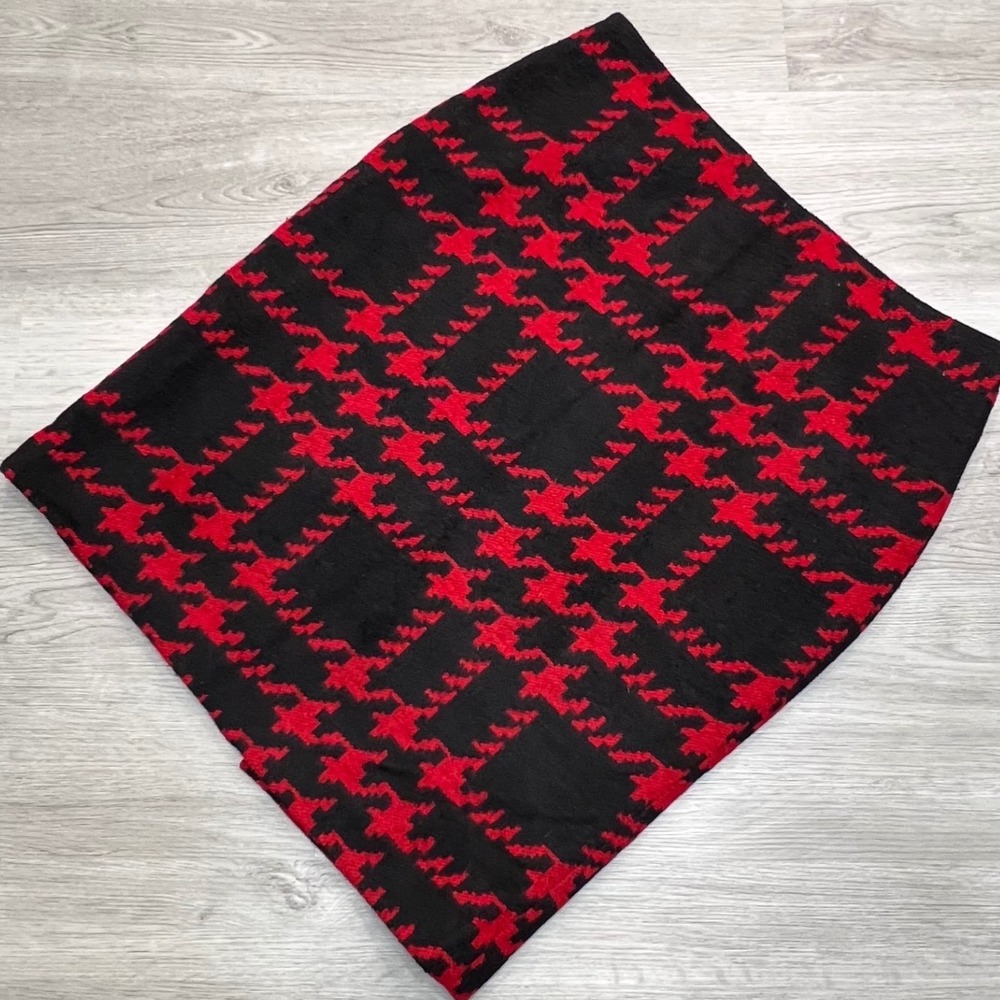 Talbots Houndstooth Pencil Skirt Womens Size 12 Black Red Wool Blend
